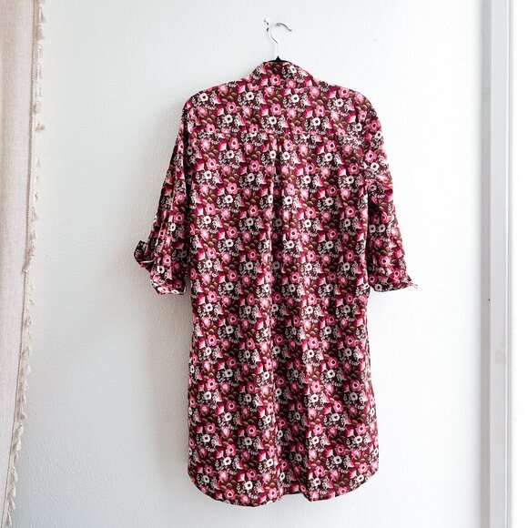 J. Mclaughlin Berlin Shirt Dress in Mountain Floral Pink/Coffee 100% Cotton - Picture 8 of 8